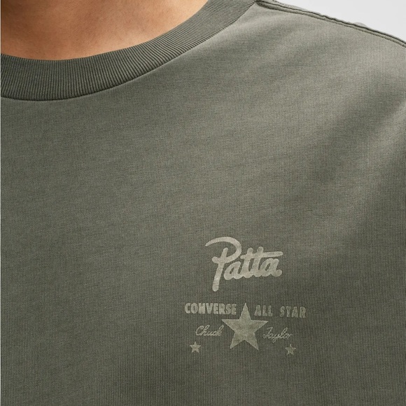 Converse Patta Four Leaf Clover Gray Short Sleeve Tee NWT - Picture 3 of 7